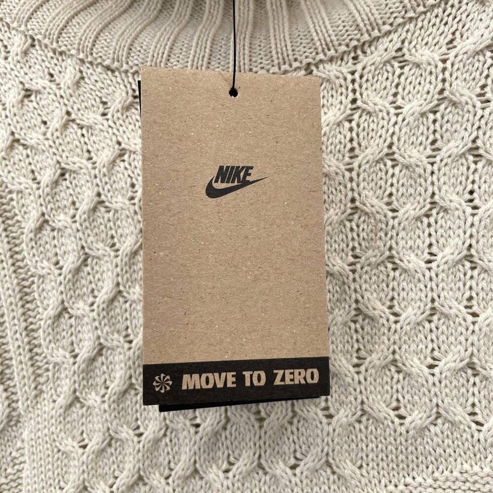 NWT Nike Life Mens Cable Knit Turtleneck Sweater Off White Chunky Relaxed Large - Picture 6 of 11